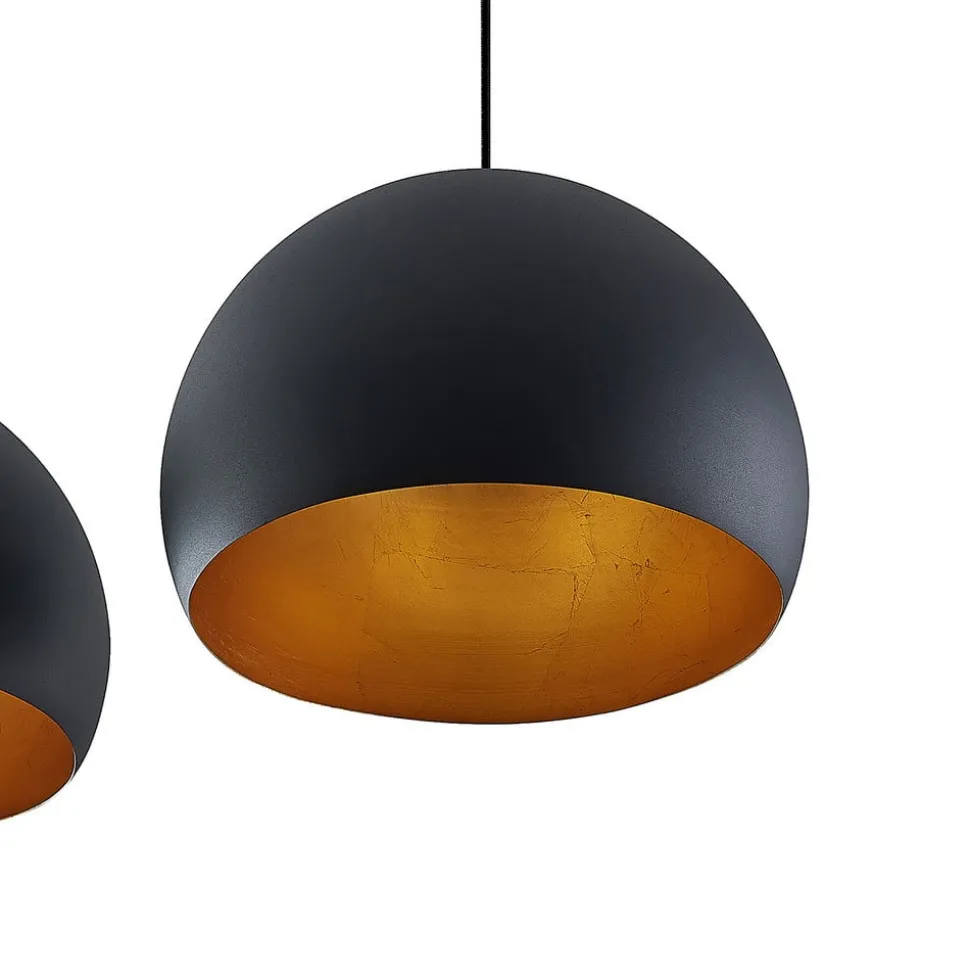 Lindby hanglamp Tarjei, 146 cm lang, zwart/goud, metaal