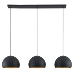 Lindby hanglamp Tarjei, lengte 120cm, zwart/goud, metaal