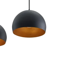 Lindby hanglamp Tarjei, lengte 120cm, zwart/goud, metaal