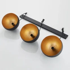 Lindby hanglamp Tarjei, lengte 120cm, zwart/goud, metaal