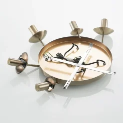 Lindby hanglamp Teeja, amber, 5-lamps, Ø50cm, glas, E27