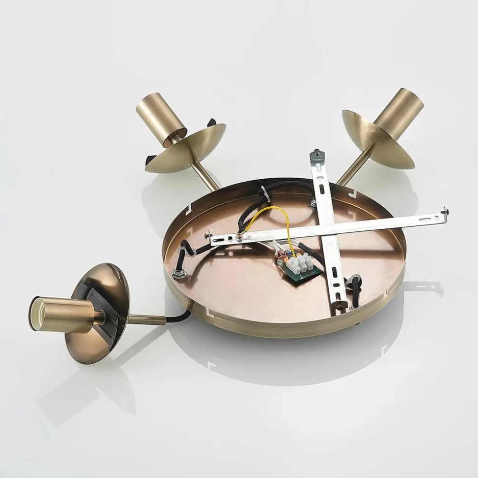 Lindby hanglamp Teeja, amber, 3-lamps, Ø52cm, glas, E27