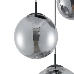 Lindby hanglamp Teeja, rook, 3-lamps, Ø52cm, glas, E27