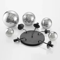 Lindby hanglamp Teeja, rook, 5-lamps, Ø50cm, glas, E27