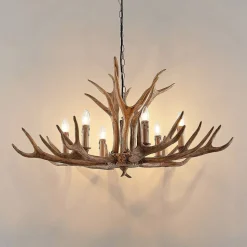 Lindby hanglamp Tejask, Ø 102 cm, 6-lamps, gewei, E14