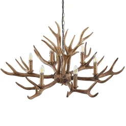 Lindby hanglamp Tejask, Ø 102 cm, 6-lamps, gewei, E14