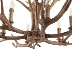 Lindby hanglamp Tejask, Ø 102 cm, 6-lamps, gewei, E14