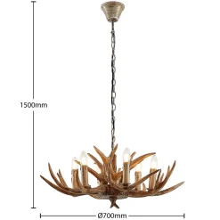 Lindby hanglamp Tejask, Ø 70 cm, 6-lamps, gewei, E14