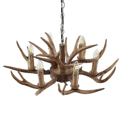 Lindby hanglamp Tejask, Ø 70 cm, 6-lamps, gewei, E14