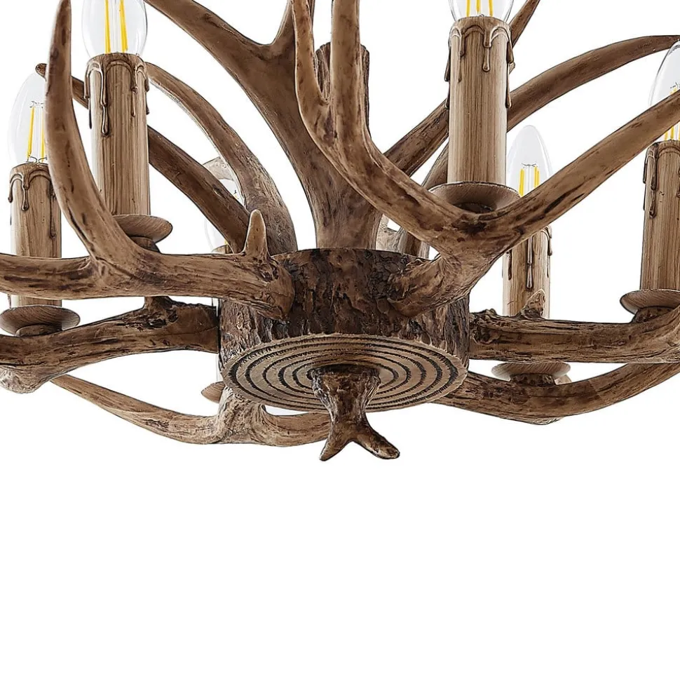 Lindby hanglamp Tejask, Ø 70 cm, 6-lamps, gewei, E14