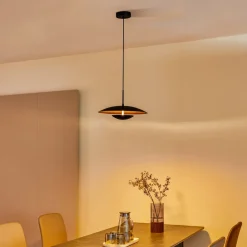 Lindby hanglamp Tiama, metaal, zwart/goud, Ø 40 cm