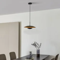 Lindby hanglamp Tiama, metaal, zwart/goud, Ø 40 cm