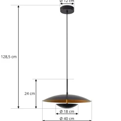 Lindby hanglamp Tiama, metaal, zwart/goud, Ø 40 cm
