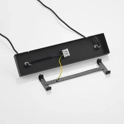 Lindby hanglamp Tirzana, 3-lamps, zwart, metaal, hout