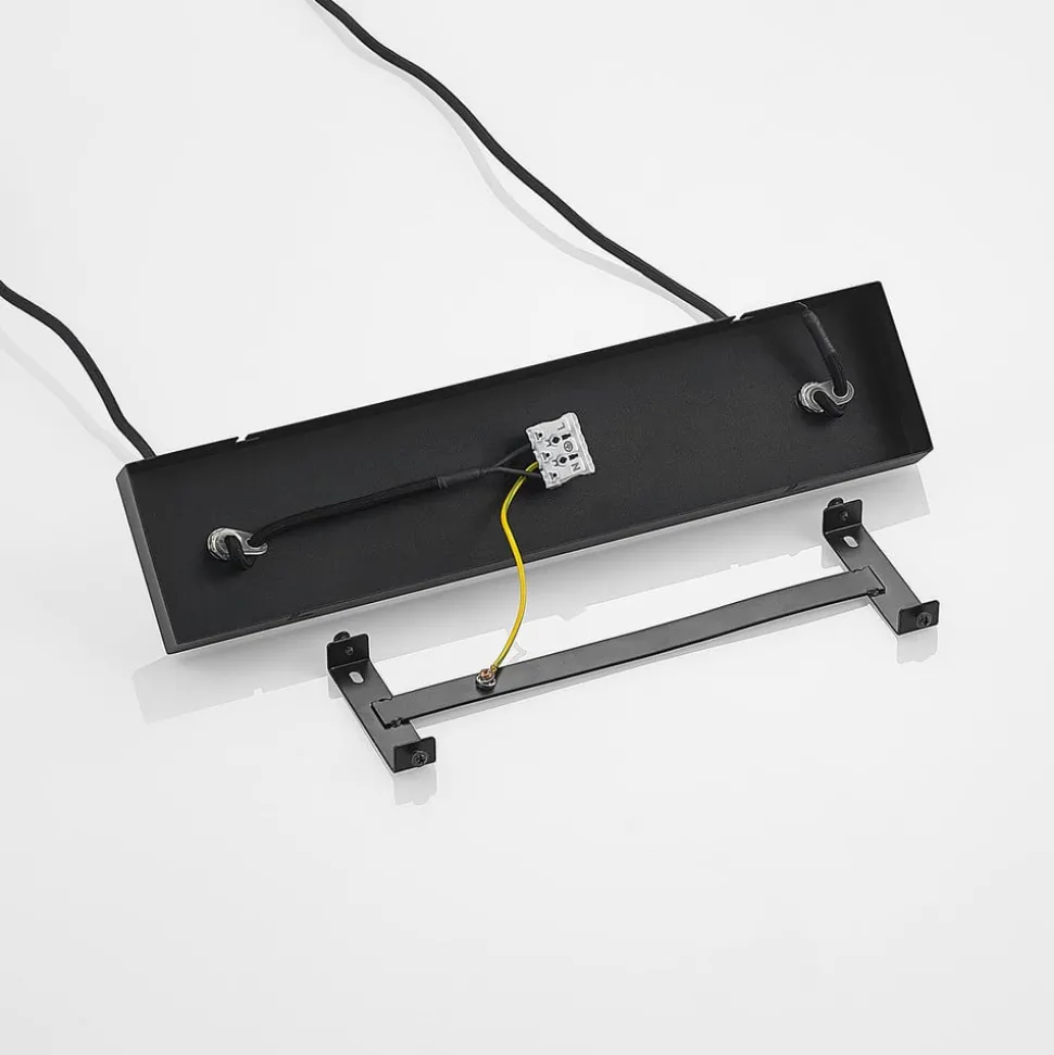 Lindby hanglamp Tirzana, 3-lamps, zwart, metaal, hout