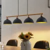Lindby hanglamp Tirzana, 4-lamps, zwart, metaal, hout