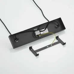 Lindby hanglamp Tirzana, 4-lamps, zwart, metaal, hout