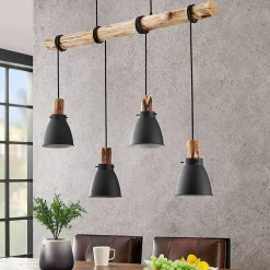 Lindby hanglamp Trebale, E14, Ø 15 cm, 4-lamps, hout