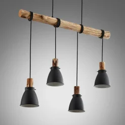 Lindby hanglamp Trebale, E14, Ø 15 cm, 4-lamps, hout
