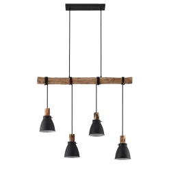 Lindby hanglamp Trebale, E14, Ø 15 cm, 4-lamps, hout