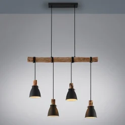 Lindby hanglamp Trebale, E14, Ø 15 cm, 4-lamps, hout