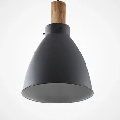 Lindby hanglamp Trebale, E27, Ø 28 cm, zwart, hout