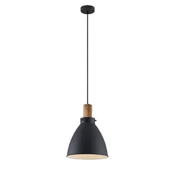 Lindby hanglamp Trebale, E27, Ø 28 cm, zwart, hout