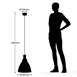 Lindby hanglamp Trebale, E27, Ø 28 cm, zwart, hout