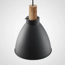 Lindby hanglamp Trebale, E27, Ø 28 cm, zwart, hout