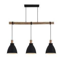 Lindby hanglamp Trebale, E27, Ø 28 cm, 3-lamps, hout