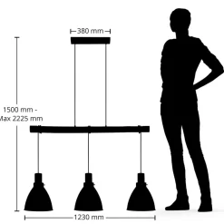 Lindby hanglamp Trebale, E27, Ø 28 cm, 3-lamps, hout