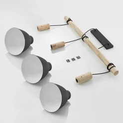 Lindby hanglamp Trebale, E27, Ø 28 cm, 3-lamps, hout