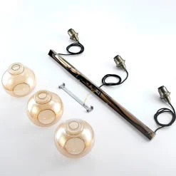 Lindby hanglamp Tymoni, 3-lamps, amber, glas, Ø 20 cm