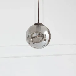 Lindby hanglamp Valentina, E27, Ø 25 cm, rookgrijs, glas