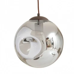 Lindby hanglamp Valentina, E27, Ø 25 cm, rookgrijs, glas