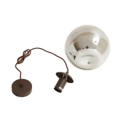 Lindby hanglamp Valentina, E27, Ø 25 cm, rookgrijs, glas
