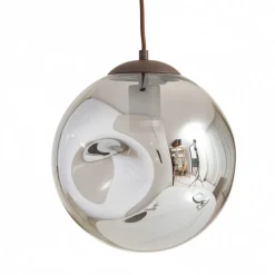 Lindby hanglamp Valentina, E27, Ø 49 cm, rookgrijs, glas