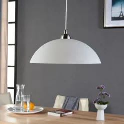 Lindby hanglamp Valeria, wit, glas, Ø 40 cm, E27