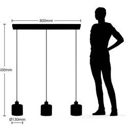 Lindby hanglamp Vella, transparant, glas, 83cm, 3-lamps.