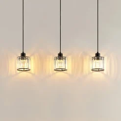 Lindby hanglamp Vella, transparant, glas, 83cm, 3-lamps.