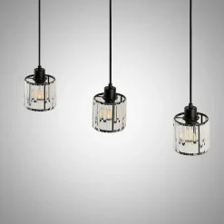 Lindby hanglamp Vella, transparant, glas, 83cm, 3-lamps.