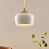 Lindby hanglamp Vilsera, wit, metaal/hout, 26 cm, E27
