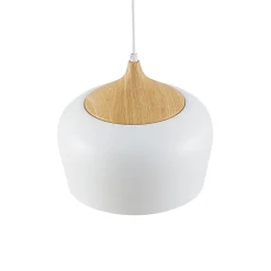 Lindby hanglamp Vilsera, wit, metaal/hout, 26 cm, E27