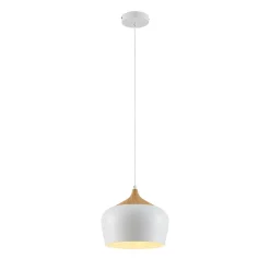 Lindby hanglamp Vilsera, wit, metaal/hout, 26 cm, E27