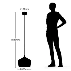 Lindby hanglamp Vilsera, wit, metaal/hout, 26 cm, E27