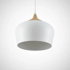 Lindby hanglamp Vilsera, wit, metaal/hout, 26 cm, E27