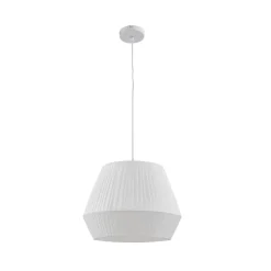 Lindby hanglamp Vitore, Ø 40 cm, textiel, wit