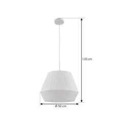 Lindby hanglamp Vitore, Ø 40 cm, textiel, wit