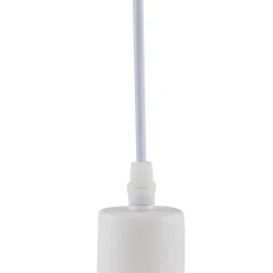 Lindby hanglamp Vitore, Ø 40 cm, textiel, wit