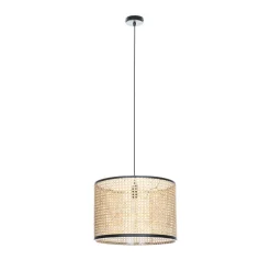 Lindby hanglamp Yaelle, Ø 40 cm, rotan, zwart, E27
